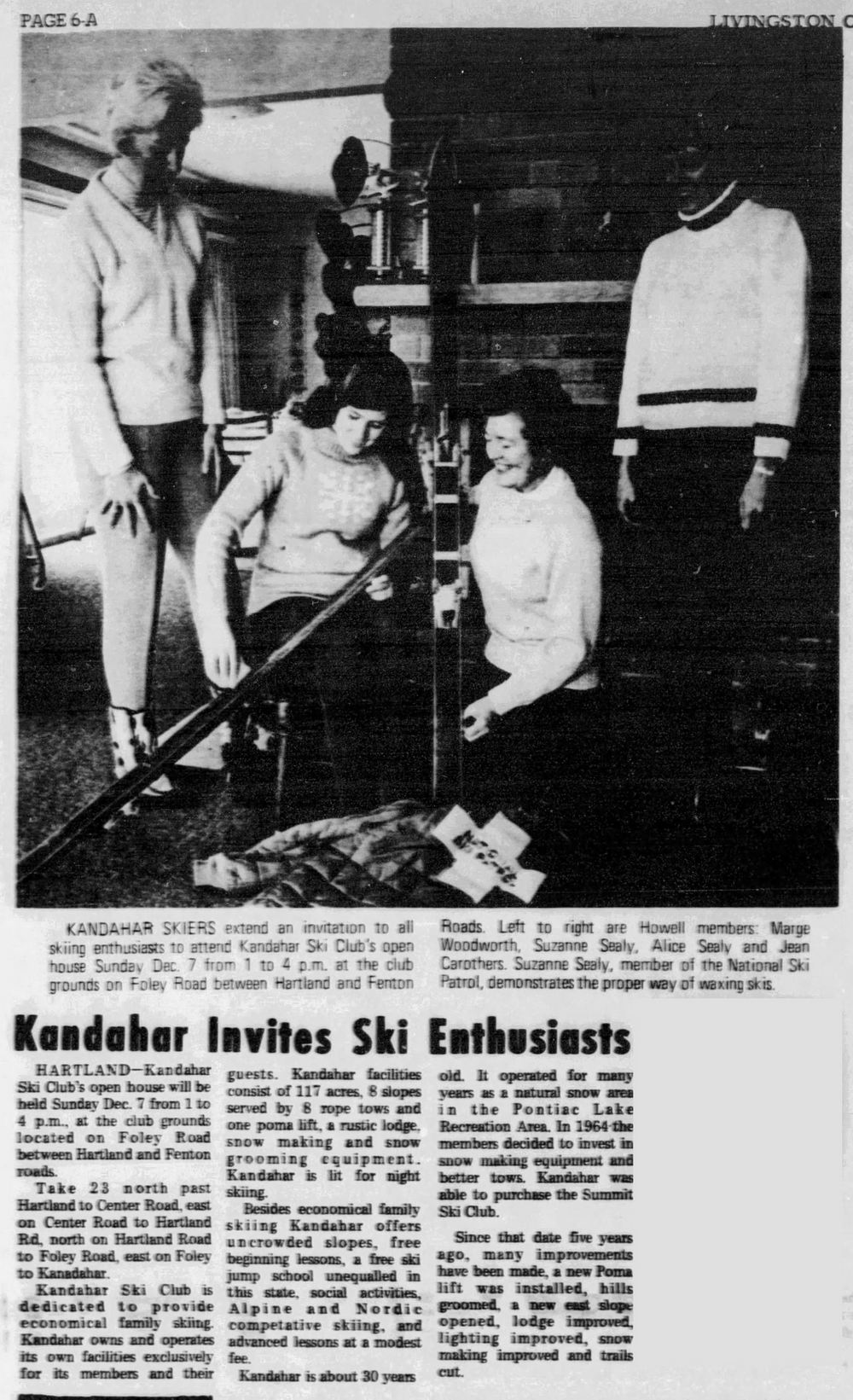 Kandahar Ski Club (Summit Ski Club) - Dec 3 1969 Article (newer photo)